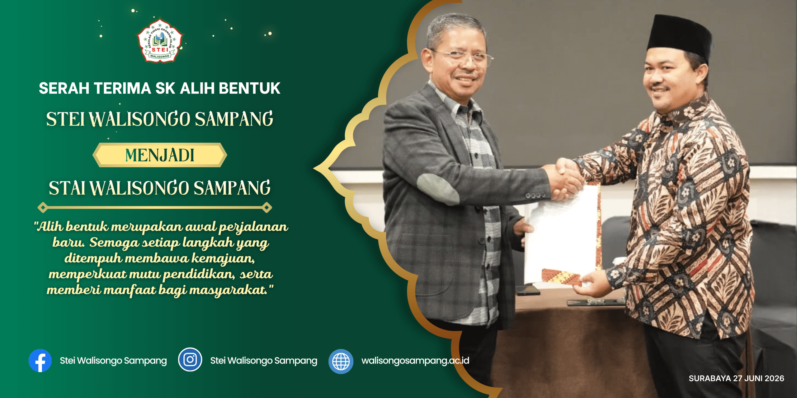 Serah Terima SK Alih Bentuk STEI Walisongo Sampang ke STAI Walisongo Sampang Serah Terima SK Alih Bentuk STEI Walisongo Sampang ke STAI Walisongo Sampang